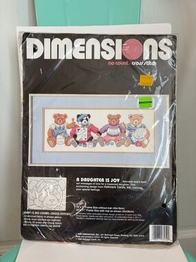Vintage New Dimensions A Daughter Is Joy Teddy Bear Cross Stitch Kit